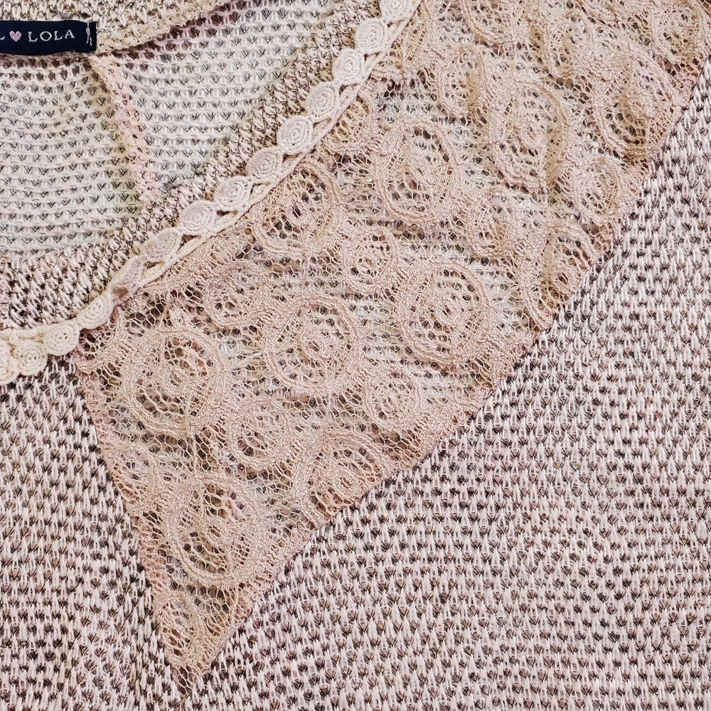 2455 * Basil Lola Lace Crochet Overlay Sleeveless Top Light Pink Blush Size M - Picture 5 of 9